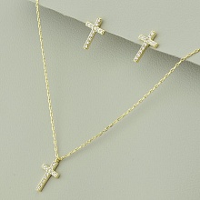 картинка Подвеска+Серьги 'Saiya' Фианит 41 см (позолота 18к (лимонная)) от магазина Wolves