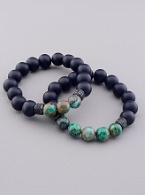 картинка Браслет 'SUNSTONES' Шунгит Хризоколла 19 см от магазина Wolves