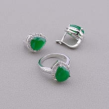 картинка Серьги+Кольцо Фианит (родий) от магазина Wolves