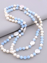 картинка Бусы 'SUNSTONES' Жемчуг Аквамарин 93 см от магазина Wolves