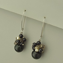 картинка Серьги Каирская ночь Гранат Жемчуг от магазина Wolves