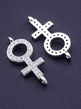 картинка Коннектор Фианит 15х9 (родий) от магазина Wolves