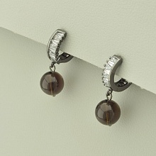 картинка Серьги 'SUNSTONES' Раухтопаз  (хром) от магазина Wolves