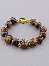 картинка Браслет 'SUNSTONES' Тигровый глаз Пирит 19 см от магазина Wolves