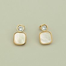 картинка Серьги 'Stainless Steel' Фианит (позолота 18к (розовая)) от магазина Wolves