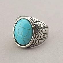 картинка Кольцо 'Stainless Steel' Бирюза Медицинская сталь 316L от магазина Wolves