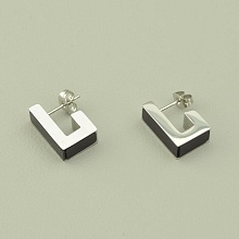 картинка Серьги из стали с эмалью, родий, пусет 'Stainless Steel' от магазина Wolves