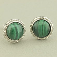 картинка Серьги Малахит 11х11 (Серебро(925)) от магазина Wolves