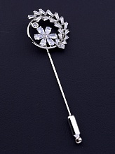 картинка Брошь 'FJ' Фианит (родий) от магазина Wolves