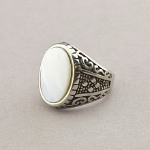 картинка Кольцо 'Stainless Steel' Перламутр Медицинская сталь 316L от магазина Wolves