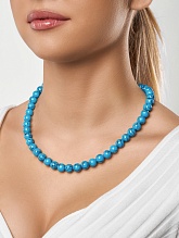 картинка Элитные бусы из натурального камня с бирюзой на карабине от магазина Wolves