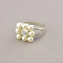 картинка Кольцо Жемчуг Фианит (родий) от магазина Wolves