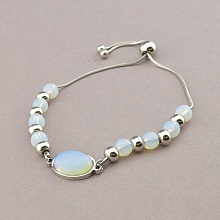 картинка Браслет 'Stainless Steel' Лунный камень Медицинская сталь 316L 17 см от магазина Wolves