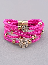 картинка Браслет плетеный розовый с натуральными камнями Crystal 17 см от магазина Wolves