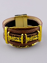картинка Браслет из коричневой экокожи с позолотой на магнитной застежке 19 см от магазина Wolves