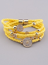 картинка Браслет плетеный желтый с натуральными камнями Crystal 17 см от магазина Wolves