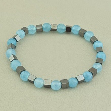картинка Браслет 'SUNSTONES' Аквамарин Гематит 17 см от магазина Wolves