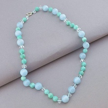 картинка Бусы 'SUNSTONES' Аквамарин Амазонит Чешский хрусталь 53 см от магазина Wolves