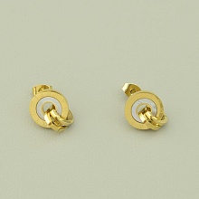 картинка Серьги 'Stainless Steel' Перламутр (позолота 18к (лимонная)) от магазина Wolves