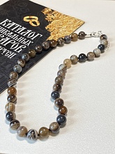 картинка Элитные Бусы Агат (серый) на карабине от магазина Wolves