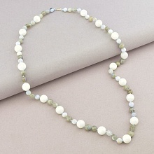 картинка Бусы из лунного камня, лабрадора и сапфирина, с серебром (925) от магазина Wolves