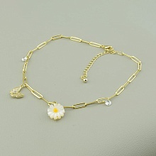 картинка Браслет на ногу из медицинского сплава позолоченный с фианитом на карабине 'Saiya' от магазина Wolves