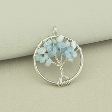 картинка Кулон Дерево Жизни с аквамарином 28x28 мм от магазина Wolves