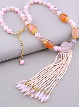 картинка Бусы Розовый кварц Чешский хрусталь 50 см от магазина Wolves