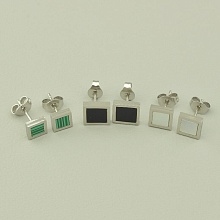 картинка Серьги 'Stainless Steel' Эмаль (родий) от магазина Wolves