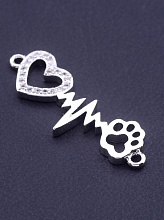 картинка Коннектор Фианит 25х8 (родий) от магазина Wolves