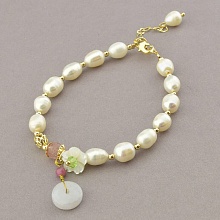 картинка Браслет 'Fashion' Жемчуг Клубничный кварц 18 см от магазина Wolves