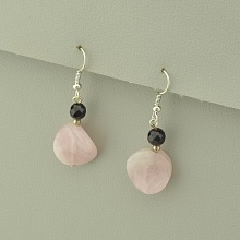 картинка Серьги из стали с розовым кварцем, розовые, петля от магазина Wolves