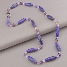 картинка Бусы 'SUNSTONES' Яшма Аметист Чешский хрусталь 75 см от магазина Wolves