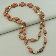 картинка Бусы 'SUNSTONES' Кошачий глаз Золотой Песок Чешский хрусталь 110 см от магазина Wolves