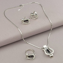 картинка Набор Подвеска+Кольцо+Серьги 'Winniana' Фианит 45 см (родий) от магазина Wolves