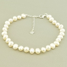 картинка Браслет 'SUNSTONES' Жемчуг Серебро(925) 17 см от магазина Wolves