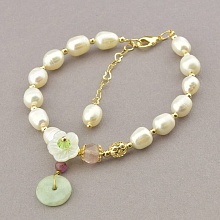 картинка Браслет 'Fashion' Жемчуг Клубничный кварц 17 см от магазина Wolves