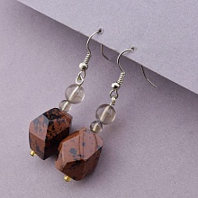 картинка Серьги Обсидиан Раухтопаз от магазина Wolves