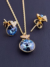 картинка Подвеска+Серьги 'XUPING' Swarovski 40 см (позолота 18к) от магазина Wolves