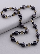 картинка Бусы 'SUNSTONES' Обсидиан Раухтопаз Чешский хрусталь 57 см от магазина Wolves