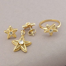 картинка Серьги+Кольцо 'XUPING'  (позолота 18к) от магазина Wolves