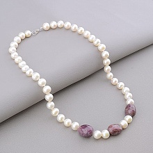 картинка Бусы 'SUNSTONES' Жемчуг Серебро(925) 46 см от магазина Wolves