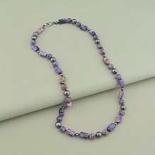 картинка Бусы на карабине из чароита и гематита от магазина Wolves