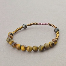 картинка Браслет 'SUNSTONES' Тигровый глаз Бисер 16 см от магазина Wolves