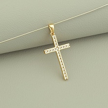 картинка Крестик 'XUPING' Фианит  (позолота 18к) от магазина Wolves