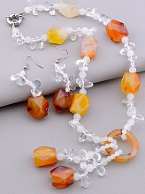 картинка Бусы+Серьги Сердолик Горный хрусталь 43 см от магазина Wolves