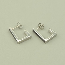 картинка Серьги 'Stainless Steel' Фианит (родий) от магазина Wolves