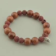 картинка Браслет из лавы и авантюрина Золотой Песок, с подвеской от магазина Wolves