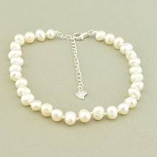 картинка Браслет 'SUNSTONES' Жемчуг Серебро(925) 20 см от магазина Wolves