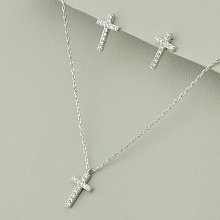 картинка Подвеска+Серьги 'Saiya' Фианит 41 см (родий) от магазина Wolves